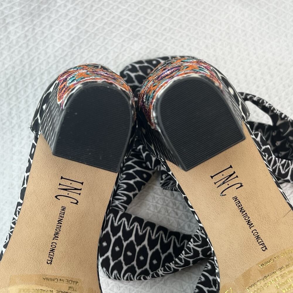 INC International Concepts Bow Tie Block Heel Sandals Women’s 7.5M Boho - Picture 6 of 11